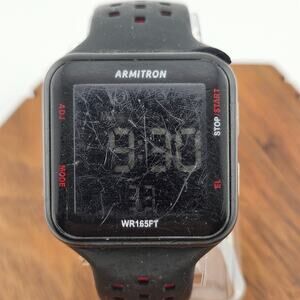 Armitron Men's Digital Sports Watch Black Square Running Workout Timer 40/8417